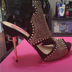 Betsey Johnson Black and Gold Embellished Heels